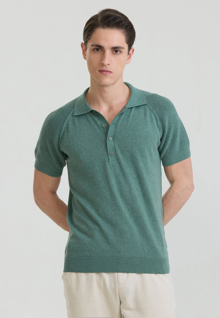 Erkek Düğme Detaylı Polo T-Shirt - Yeşil