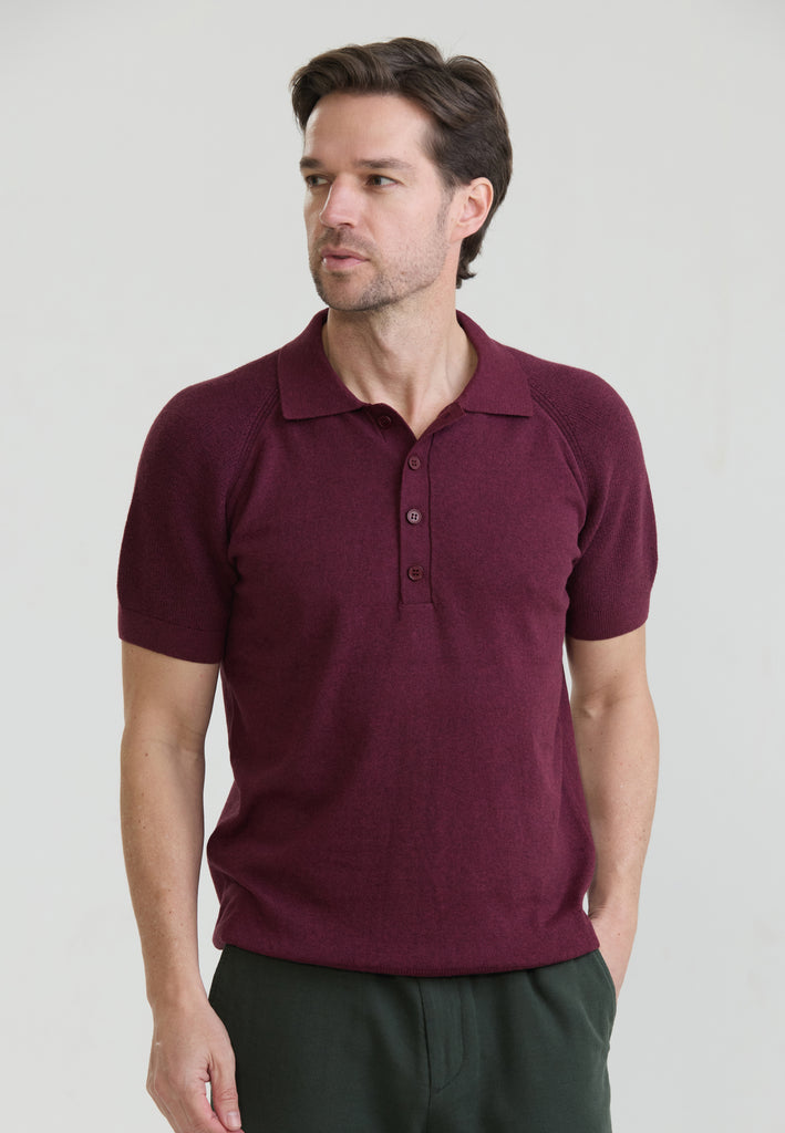 Erkek Düğme Detaylı Polo T-Shirt - Bordo